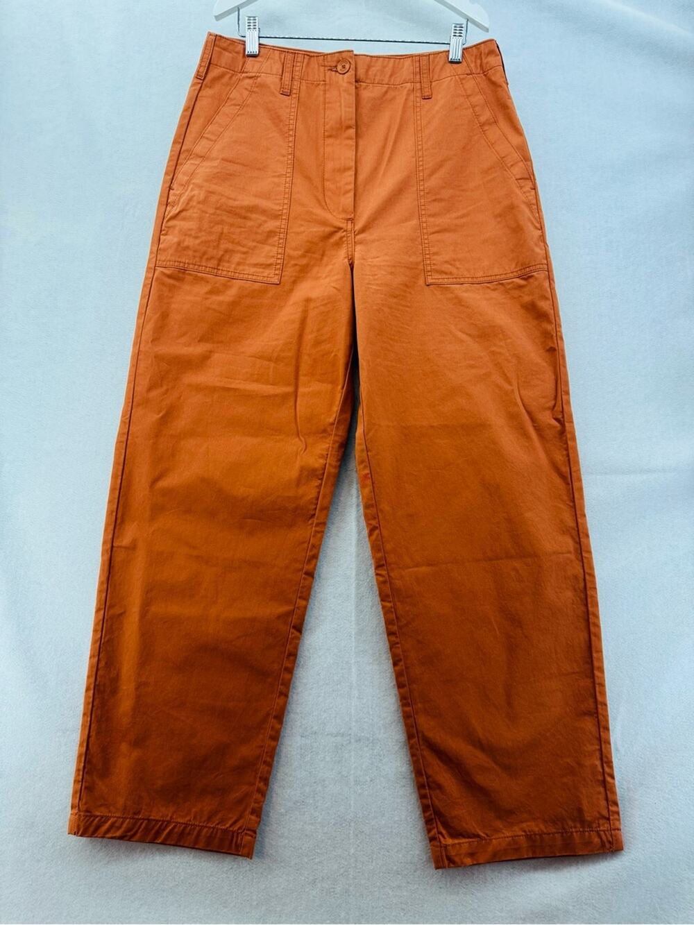 EUC Lacoste Women’s High-Waist Relaxed Fit Lightweight Cotton Pants Orange sz 40